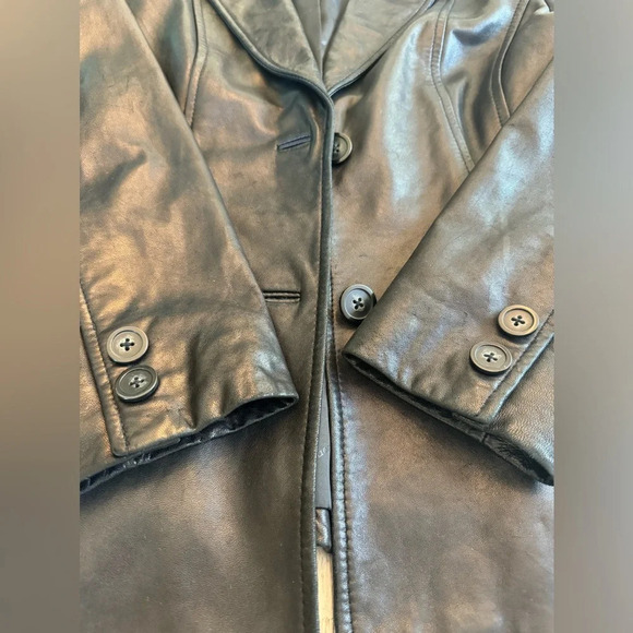 Preston & York Vintage Black Lamb Skin Leather Blazer Suit Jacket Coat MP - Picture 8 of 14